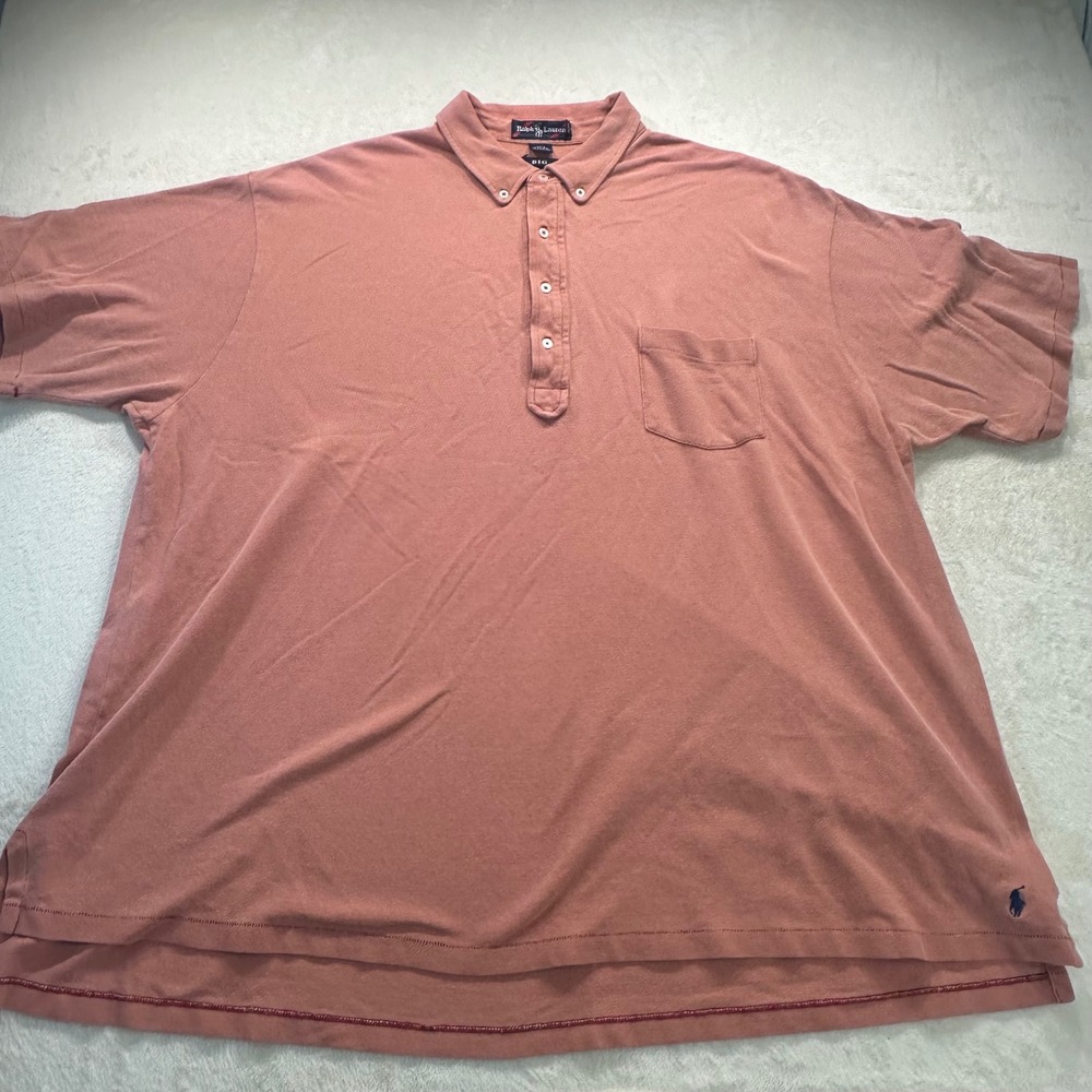 Vintage Ralph Lauren Big & Tall XXL Salmon Pink Cotton Pique Polo Shirt Mens